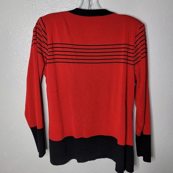 Exclusively Misook TwinSet Open Cardigan Tank Shell Knit red Black sz Small - Picture 8 of 9